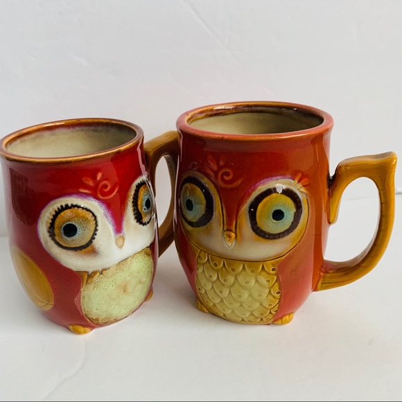 Sold Gibson 3D Owl Mug Set Stoneware Coffee Cups - Picture 8 of 8